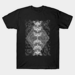 Geometric Night Moths pattern, Gothic Death Moths with Skull Head, Deaths Head Moths, Hawkmoth T-Shirt